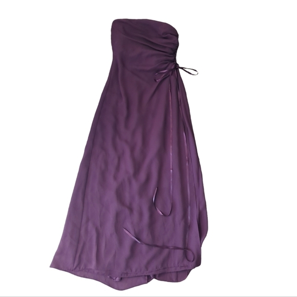 Purple Wine strapless maxi sweeping flowey bridesmaid Prom gown Gossip Girl sz 2 - Picture 10 of 11
